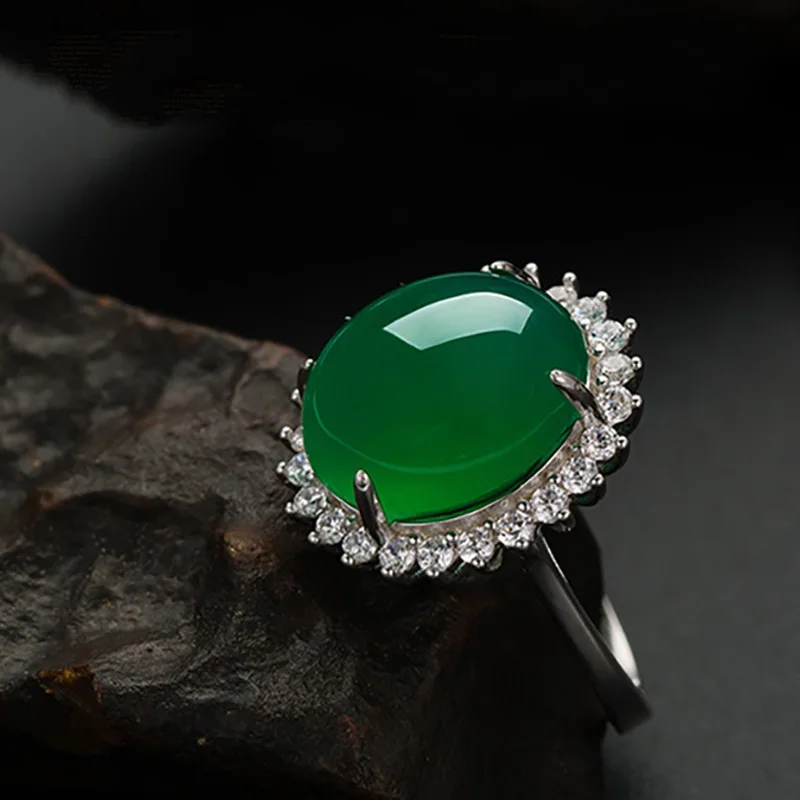 

KOFSAC Exquisite Green Crystal Oval Zircon Rings For Women 925 Sterling Silver Jewelry Ring Lady Accessories Mother's Day Gifts