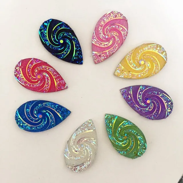 

Hot DIY 100PCS 16mm*27mm AB resin droplet shape resin rhinestone wedding decoration 2 hole resin drill - B33*10