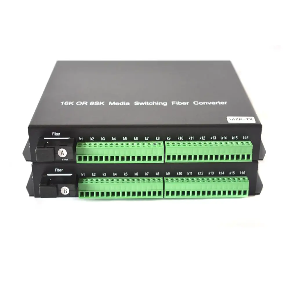 Extensores de convertidor de medios de fibra &oacute;ptica, cierre de contacto seco de 16 puertos para Control de acceso de puerta, sistemas de alarma y fuego.-0