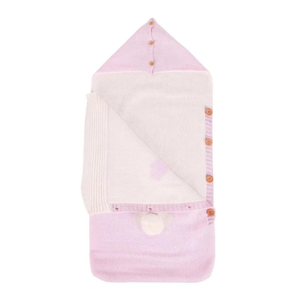 

Baby Footmuff For 0-12 Months Toddler Knitted Hooded Sleeping Bag With Button Winter Outdoor Windproof Cold-Proof Warm Strolle