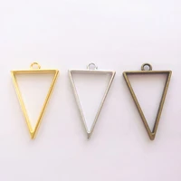 10pcs metal triangle geometric hollow frame pendant charm uv epoxy resin craft bezel for diy jewelry making accessories