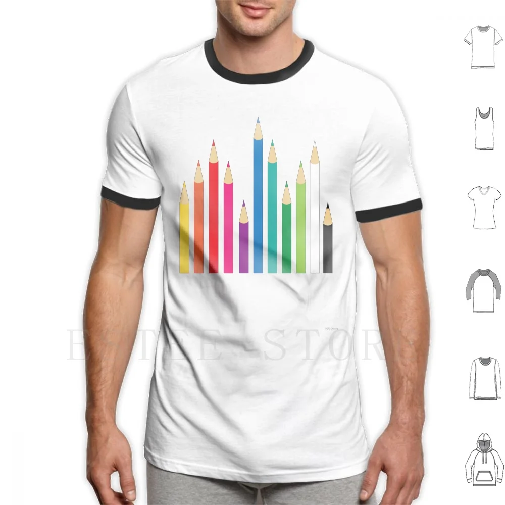 S T Shirt Diy Big Size 100% Cotton Pencils Colors Wood Color