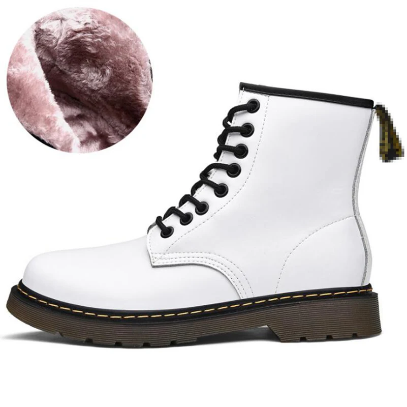 2019 Брендовые мужские зимние ботинки Martens кожаная зимняя теплая обувь