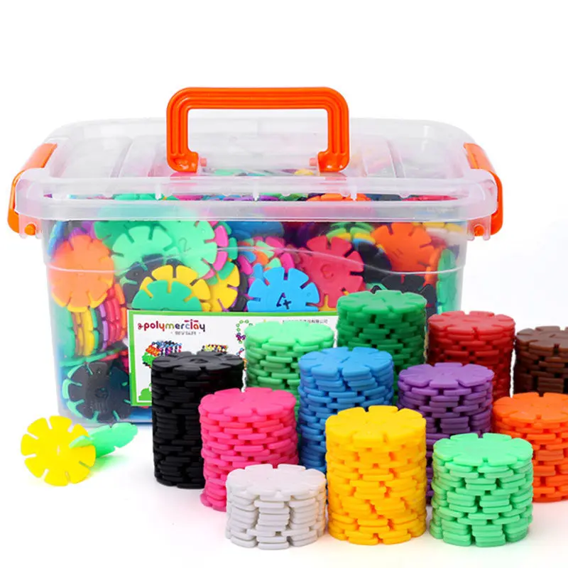 

1200pcs Children 3D Puzzle Plastic Snowflake Interconnecting Blocks Building Construction Toys Kindergarten Baby Game Toy