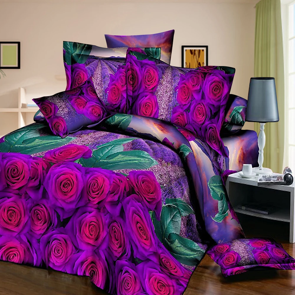 4 шт./компл. принт Красный цветок постельное белье Классический Постельное