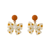 korean earrings 2021 new fashion autumn and winter womens bow polka dot earrings exquisite temperament fashion earrings