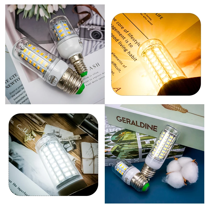 

6pcs/lot LED Lamp E27 E14 220V 5730SMD LED Lights Corn Led Bulb 24 36 48 56 69 72LEDs Chandelier Candle Lighting Home Decoration