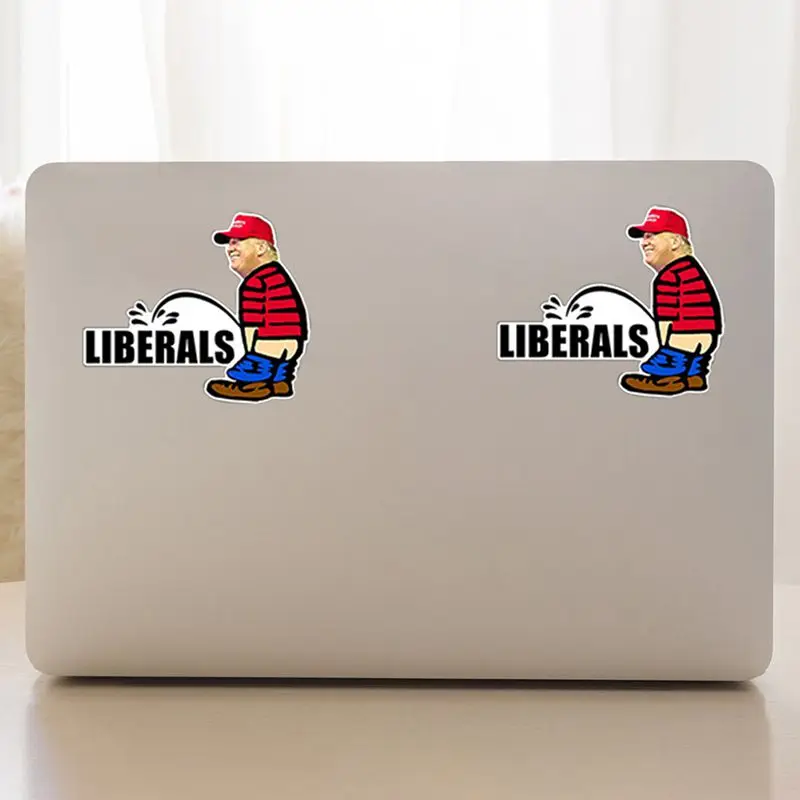 Горячая Трамп Peeing On Liberals Дональд бампер наклейки для ноутбука наклейка