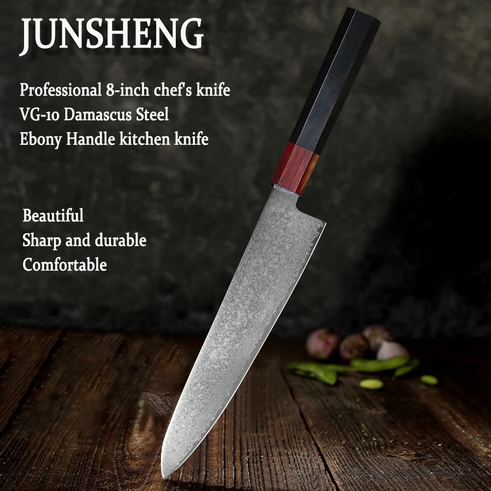

Японский шеф-нож, кухонный инструмент из дамасской стали VG10, с восьмиугольной ручкой, 67 уровней, для нарезки сашими, 8 дюймов, лучший подарок