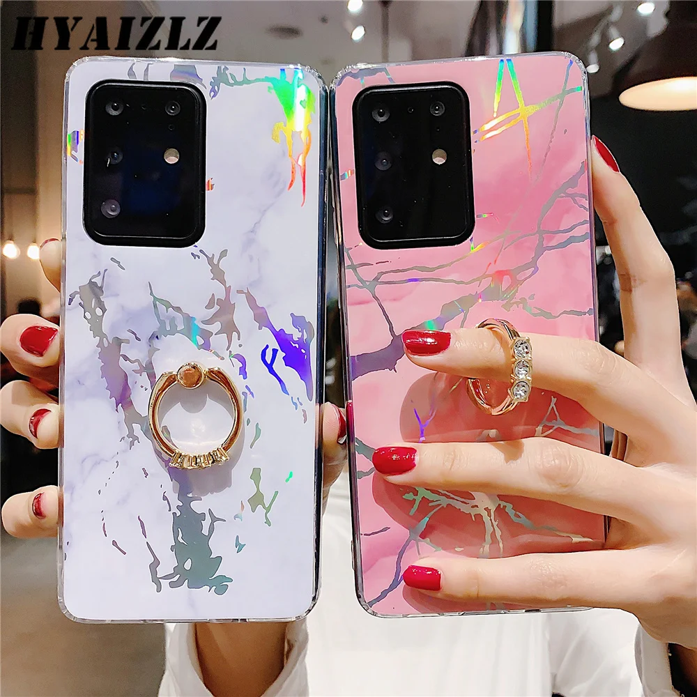 

Laser Marble Phone Cases for Samsung Galaxy S21 S20 FE Note 10 20 Ultra S10e S8 S9 Plus A21S A70 A50 A20 A30 A10 Soft IMD Cover
