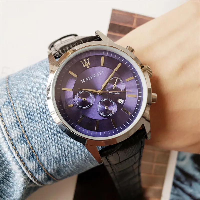 

luxury Brand watch Maserati watch quartz movement Silicone strap All subdial working relojes para hombres watch for men