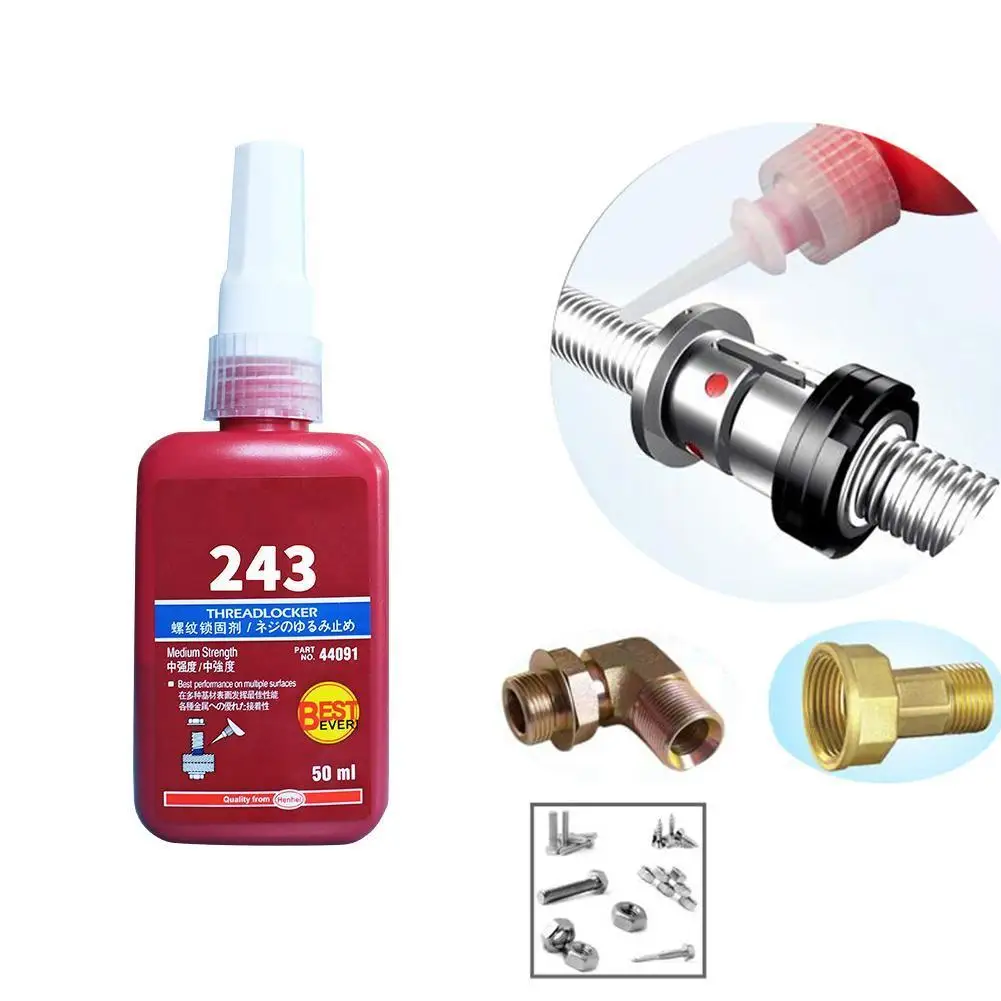 

1 Pcs Blue 50ml New Hot 1 Pcs 243 Medium Strength Threadlocker Anaerobic Adhesive Glue Shear Strength 12MPa Viscosity 2250/12000