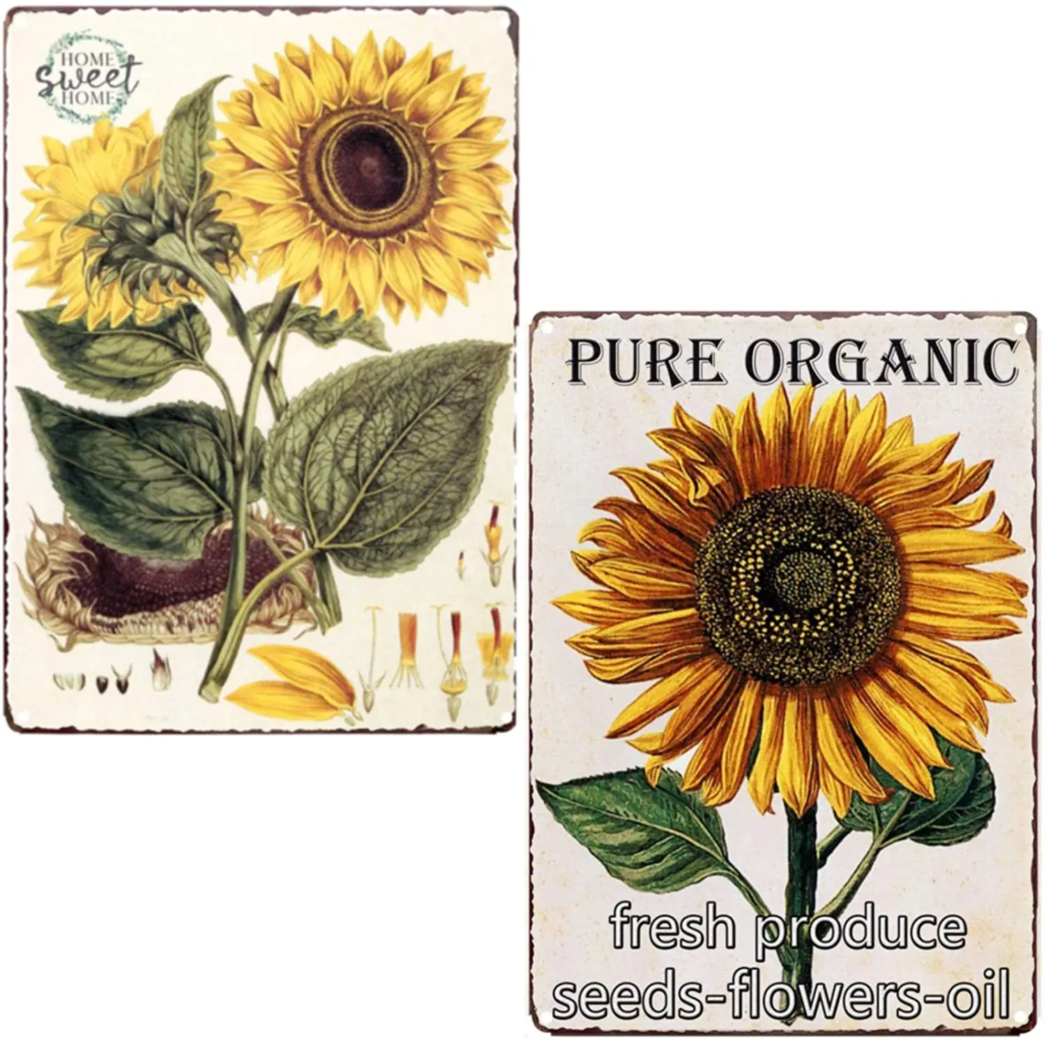 

TISOSO Pure Organic Sunflower Vintage Tin Bar Sign Rustic Farmhouse Wall Home Decor for Living Room, Bedroom or Bathroom