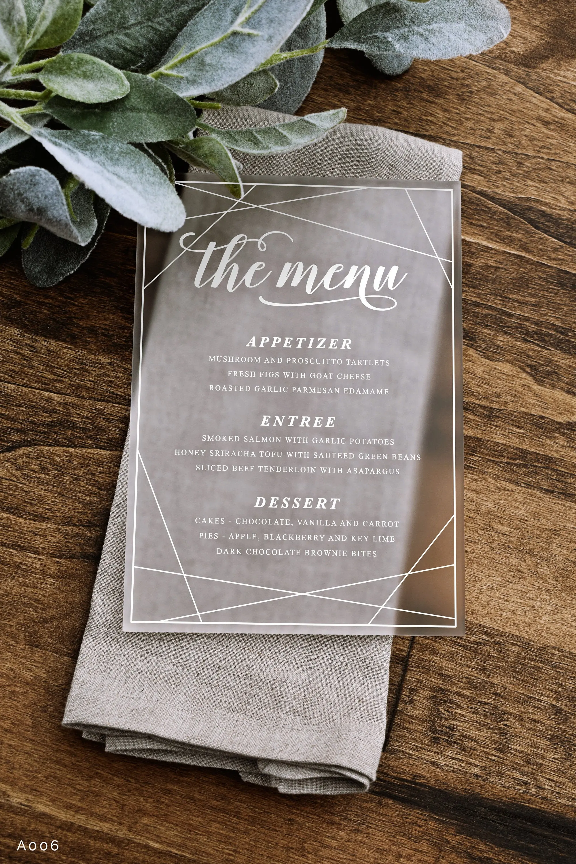 

Frosted Acrylic Menu Cards for Wedding Menu Card Wedding Table Decoration Invitation Card with Stand Holder