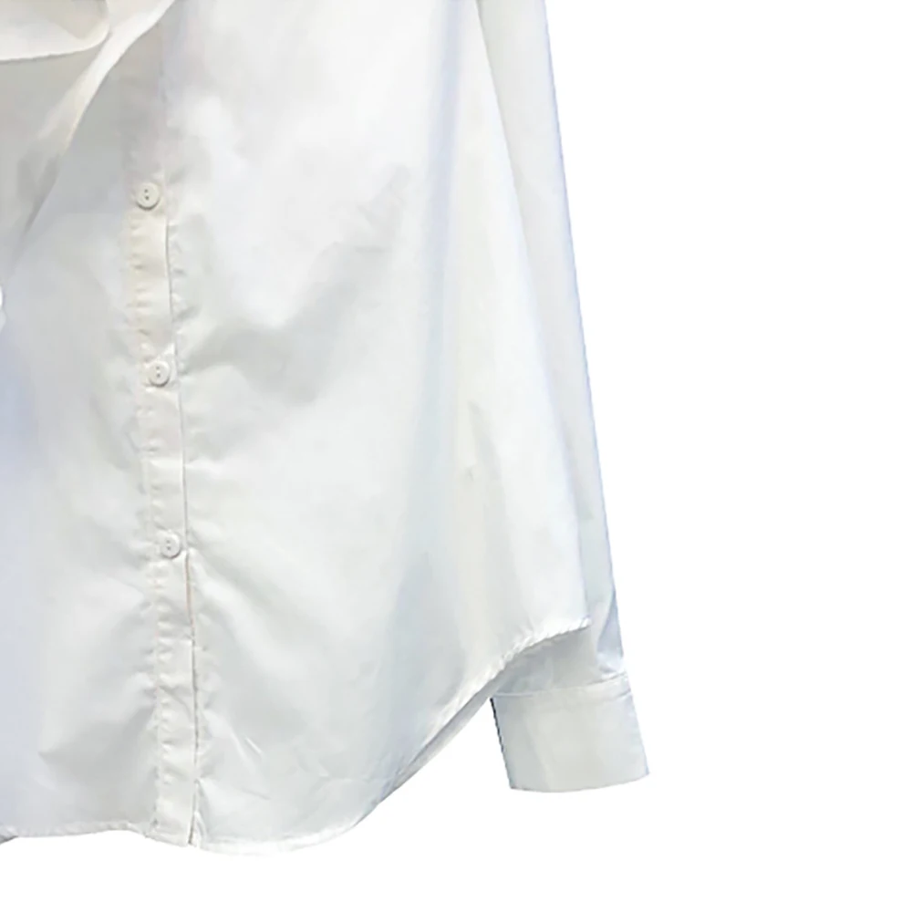 

YUANYUANJYCO Spring Autumn Women Casual Polyester Blouse XFSCS41 Fashion Appliques Ruffles Long Sleeve Straight Loose Shirts