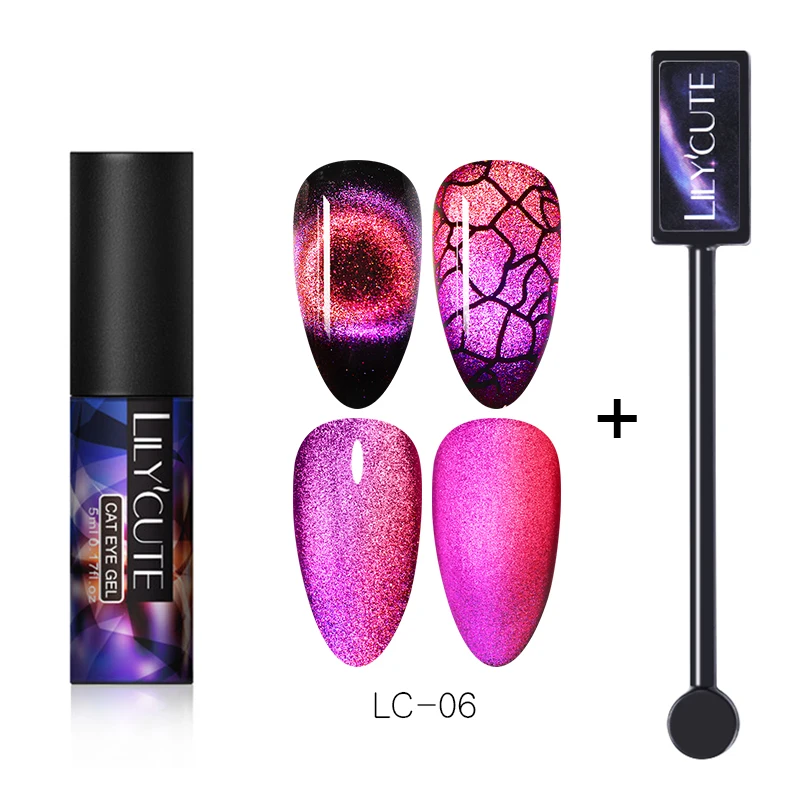2 pcs 6 LILYCUTE 9D Auroras ногтей Гель-лак «кошачий глаз» Гель-лак для использования с магнитом звездное небо замочить от УФ Магнитный Гель-лак для ногтей 5 мл - Цвет: 2 pcs 6