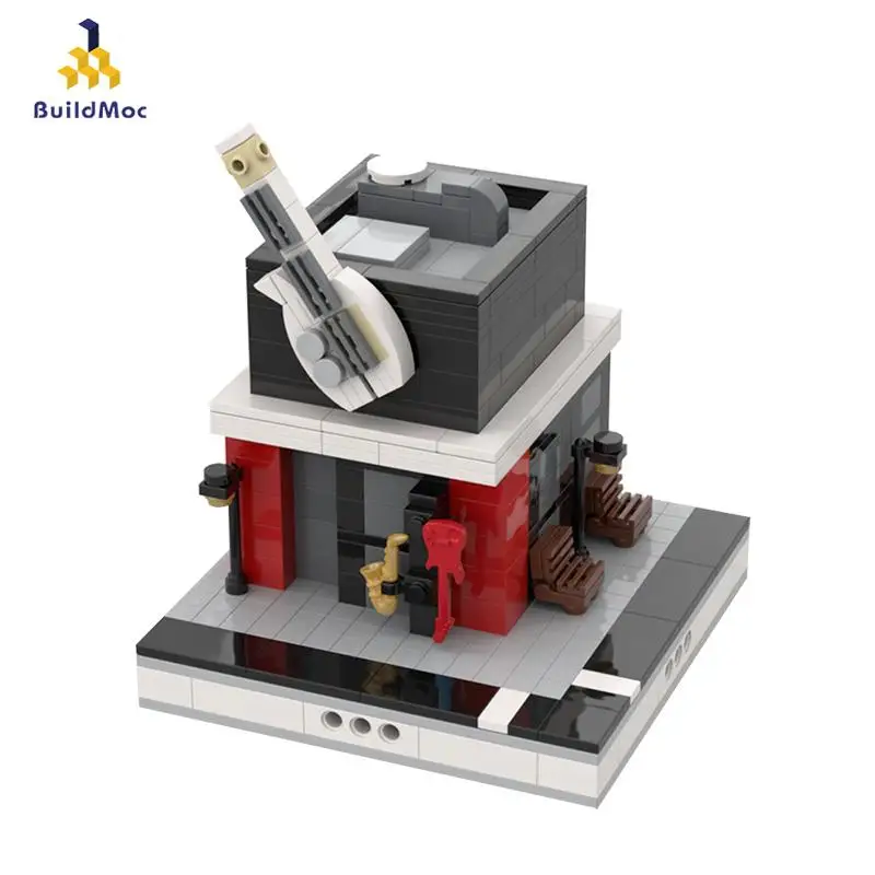 

Buildmoc Architecture Modular City Music Store City Building House Street View Children's Toys Diy Building Block Model Gift