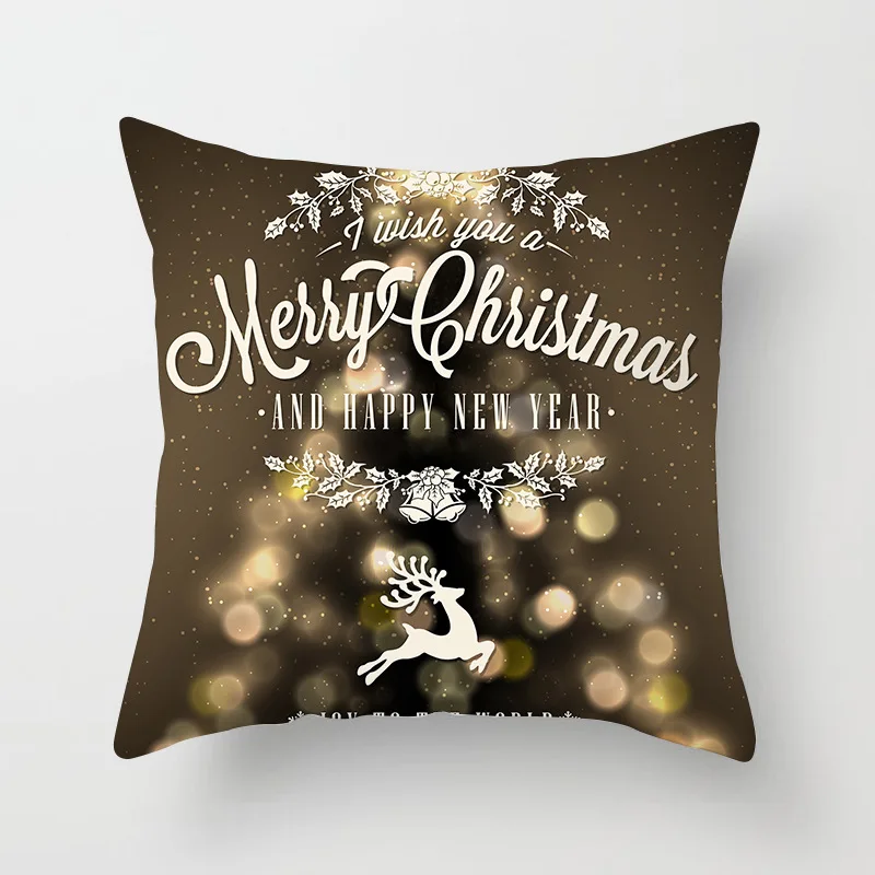 

Square Merry Christmas Pillow Cover Letter Flower Printed Home Decor White Sofa Seat Covers House Car Decorative Pillowcase
