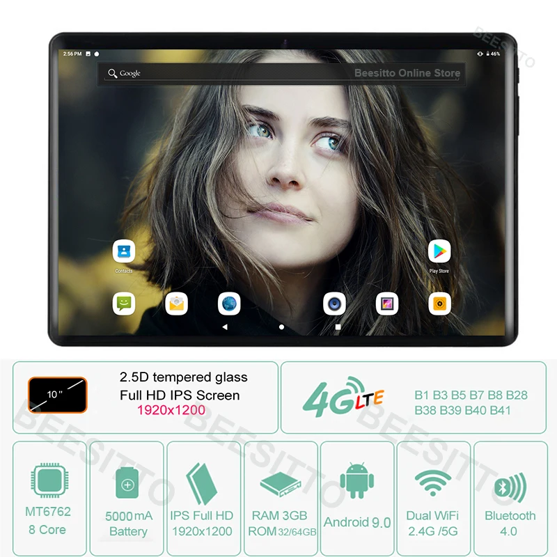Новинка 2020 планшеты Android 3 ГБ ОЗУ 64 Гб ПЗУ 4G LTE двойная SIM карта флуоресцентная 9 0