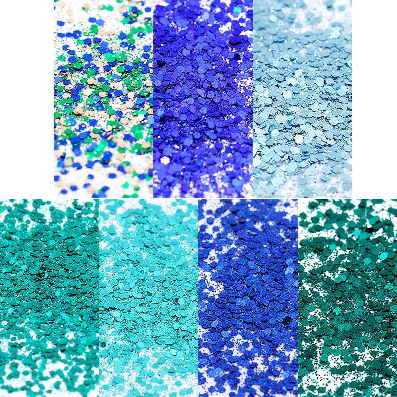 1 Box Colorful iridescent Nail Glitter Sequins Blue Green Paillette Tips Irregular Flakes Slices 3D Art Decorations | Красота и