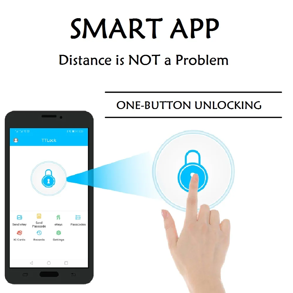 Фото Цифровой Дверной Замок TTLock с Bluetooth, электронный пароль, RFID-карта доступа, сенсорный экран, односторонний болт, двусторонняя ручка №2