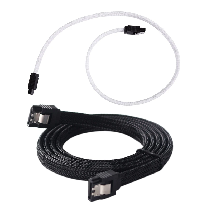2 шт 50 см SATA 3,0 III SATA3 7Pin кабель для передачи данных 6 ГБ/сек. SSD Кабели HDD жесткий диск шнур для передачи данных с нейлоновыми рукавами премиум версия, белый