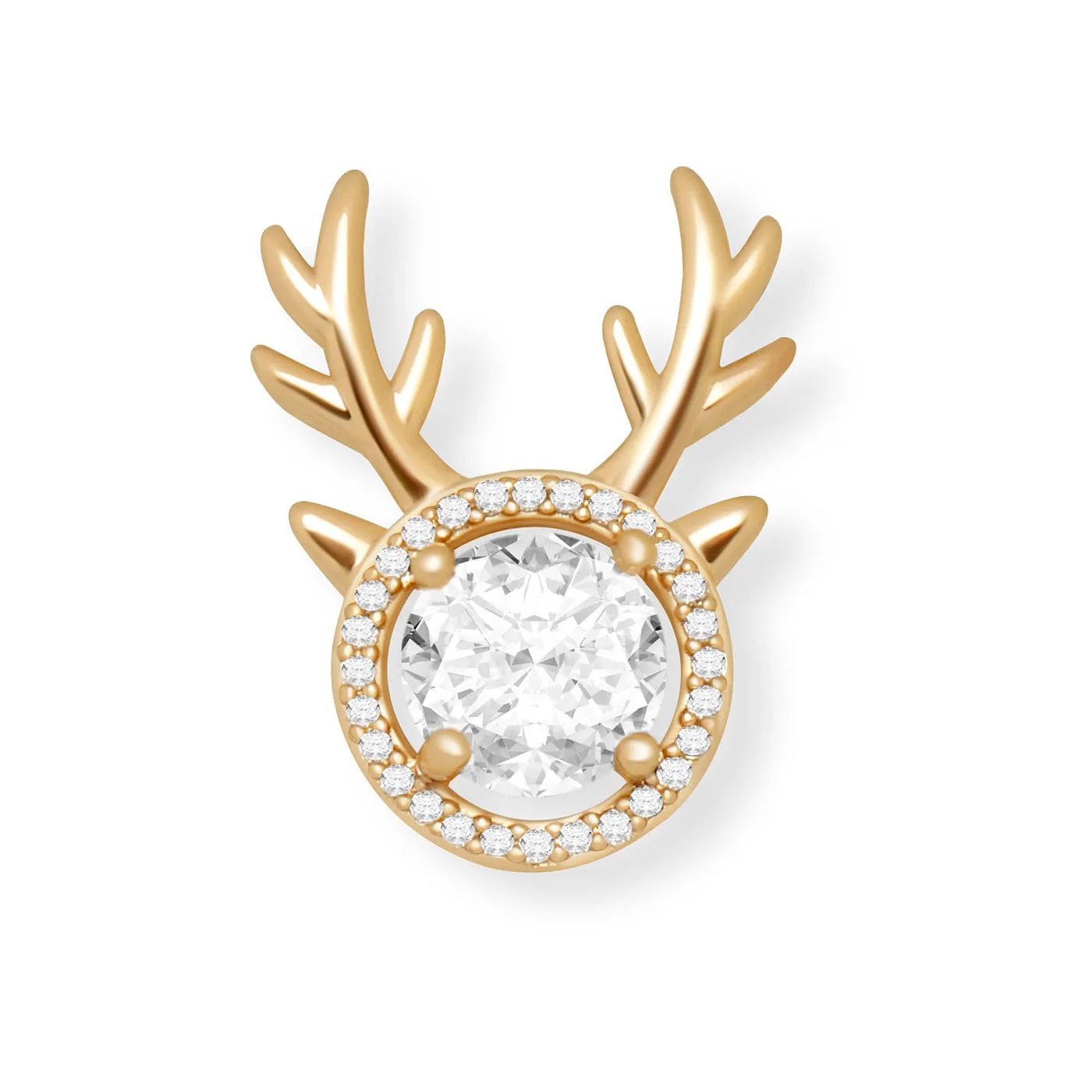 

Кулон в виде маленького оленя с фианитом класса ААА и золотым покрытием