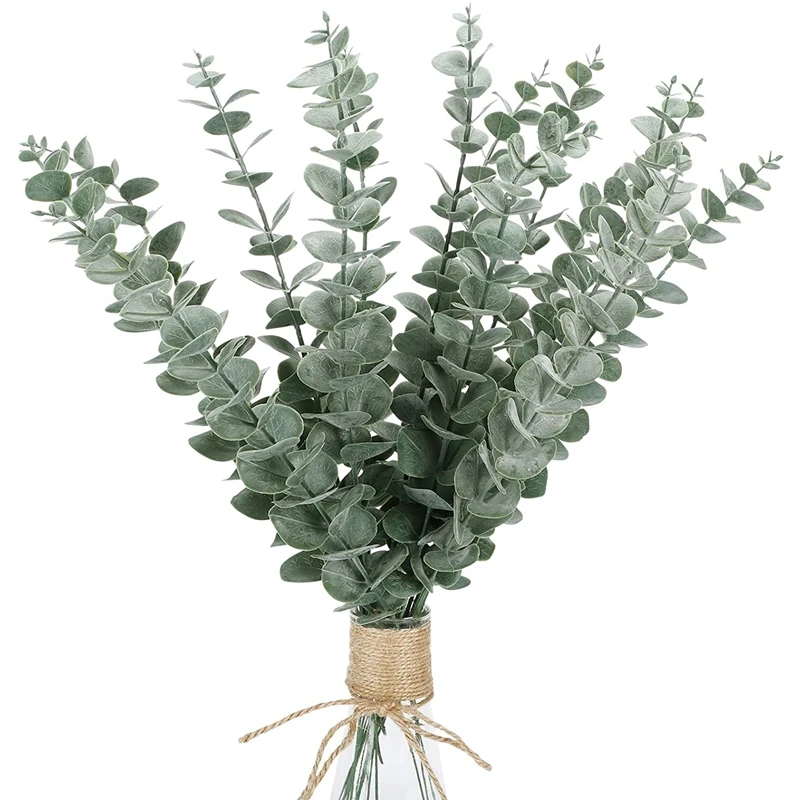 

24 Pcs Artificial Eucalyptus Leaf Stem 15 Inch Tall for Faux Eucalyptus Wedding Bouquet Centerpiece Home Decor