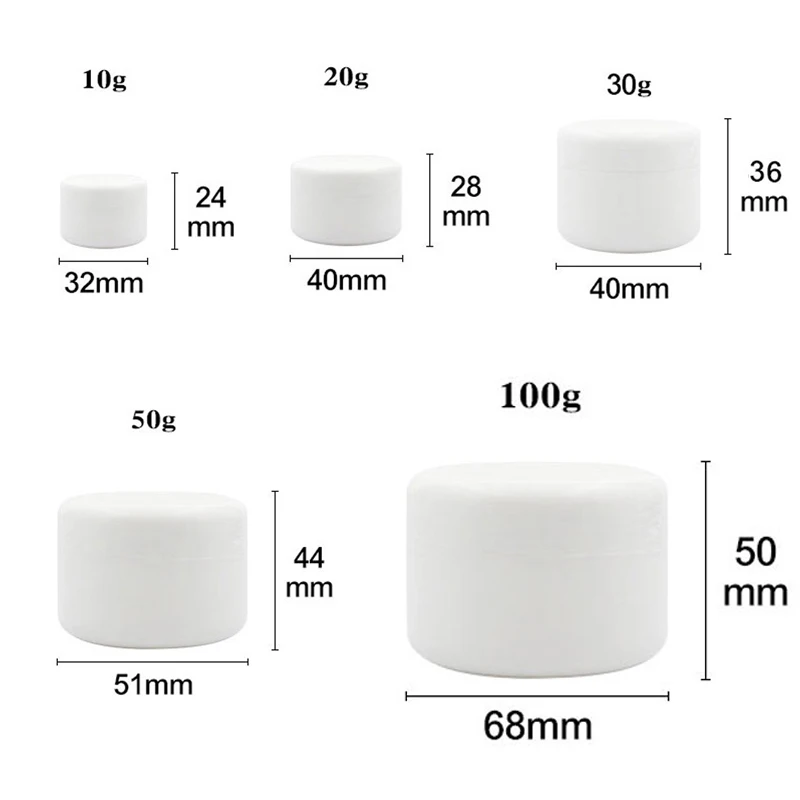 10pcs Cosmetic Jar Pot 10g/20g/30g/50g/100g Plastic Empty Refillable Sample Bottle Travel Cream Lotion Container | Красота и здоровье