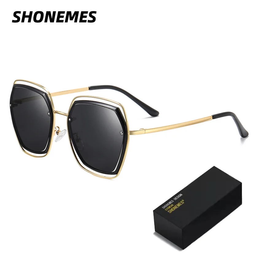 

SHONEMES Hollow Double Frame Sunglasses Women Fashion Polarized Shades Outdoor UV400 Sun Glasses for Female occhiali da sole