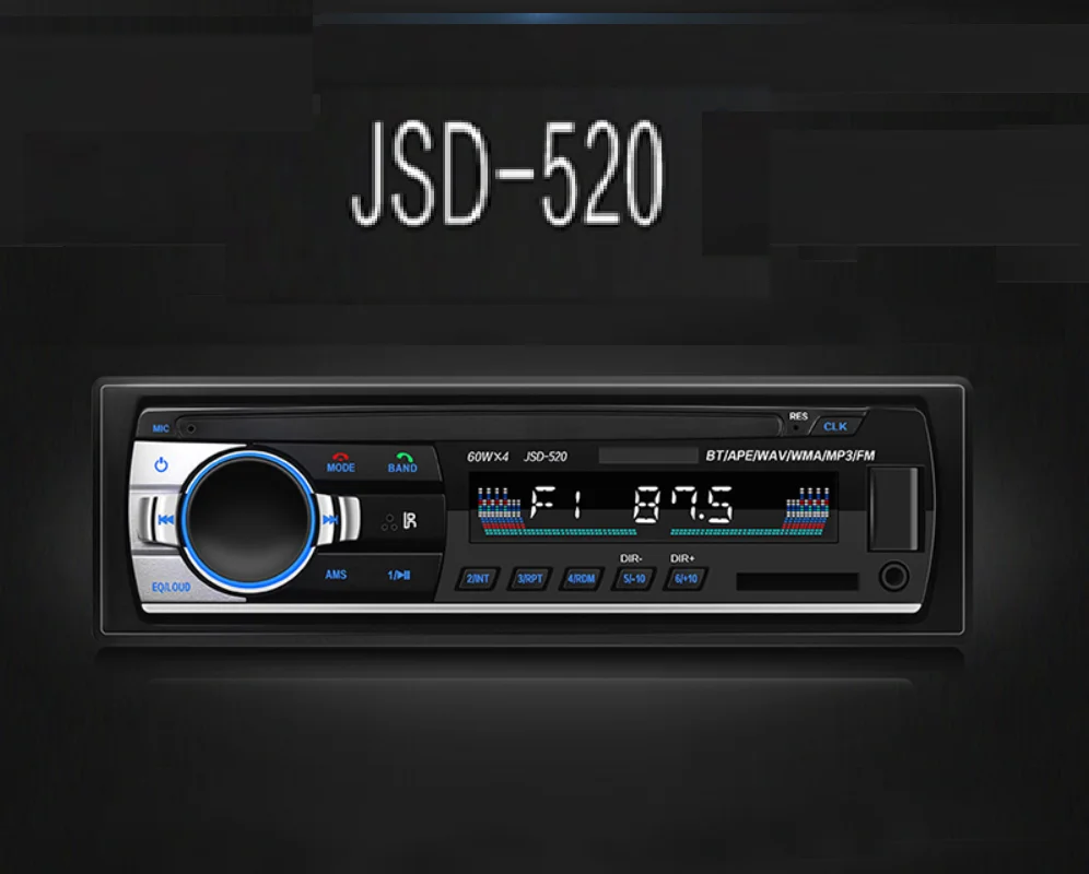 JSD 520 Авто Радио стерео 1 Дин 12v bluetooth V2.0 FM Aux Вход приемник автомобильной