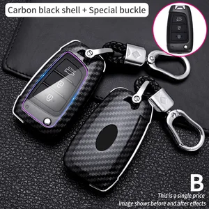 car key case cover carbon fiber for hyundai elantra solaris 2016 2017 2018 3 buttons folding remote keys shell free shipping hot