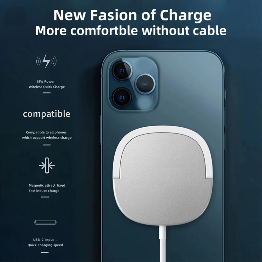 

15W Wireless Charger Magnetic For IPhone 11 12 X XR XS Max Ring Stand Fast Charging Portable Phone Charger For Samsung Xiaomi