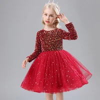 girls princess dress evening party spring festival christmas autumn style bubble skirt sequins dress