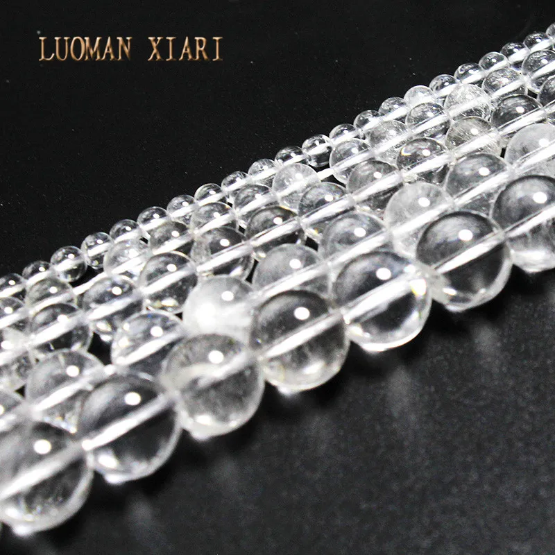 White crystal Прекрасный AAA натуральный камень Бусины тигровый глаз агат Lapis розовый кварц аметист для самостоятельного изготовления ювелирных изделий ожерелье браслет 4-12 мм - Цвет: White crystal