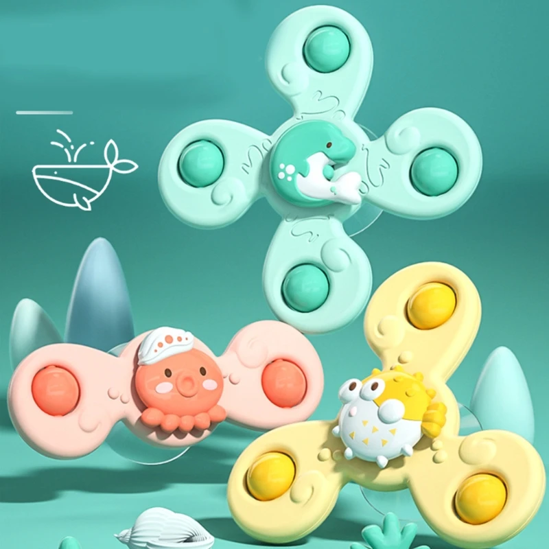 Baby Bath Toy Cartoon Rotate Spinner Interactive Water Playing Toy Dinning Time Funny Toy with Suction Cup for Baby