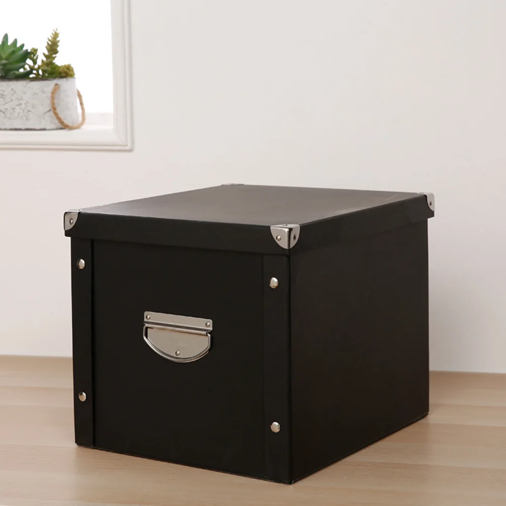 

Collapsible Storage Box Coated Paper Waterproof Clothes Storage Cubes with Lid Handle Multi Function Organizer for Home Office