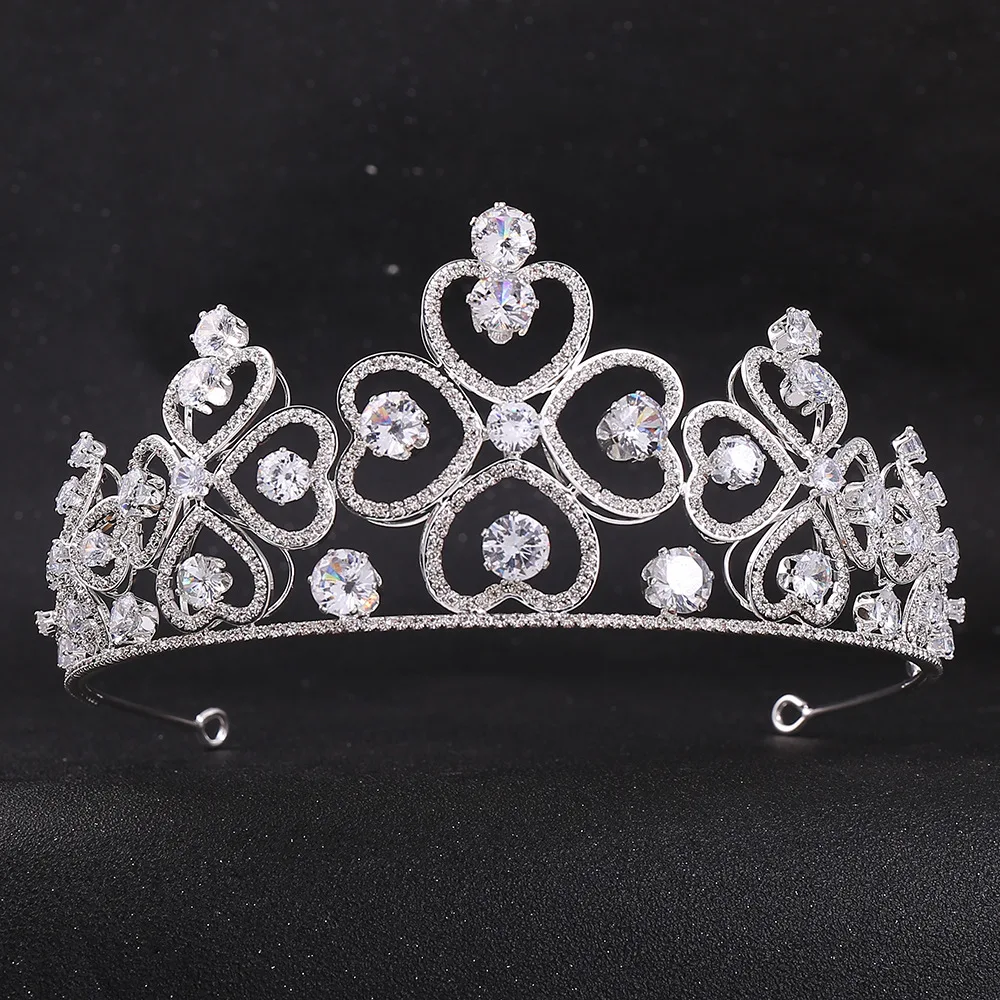 

Свадебная корона в форме сердца MYFEIVO, тиары невесты в стиле барокко из циркония, свадебный головной убор, украшения для волос HQ0277