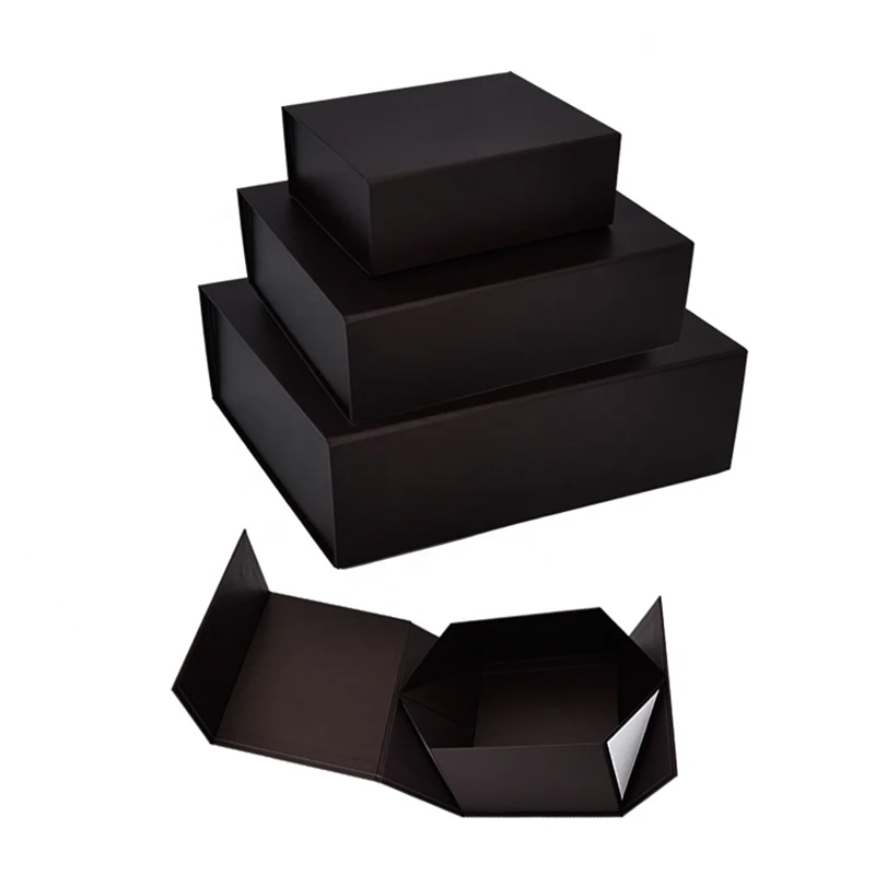 

Custom screen printing logo black medium size magnetic folding gift box