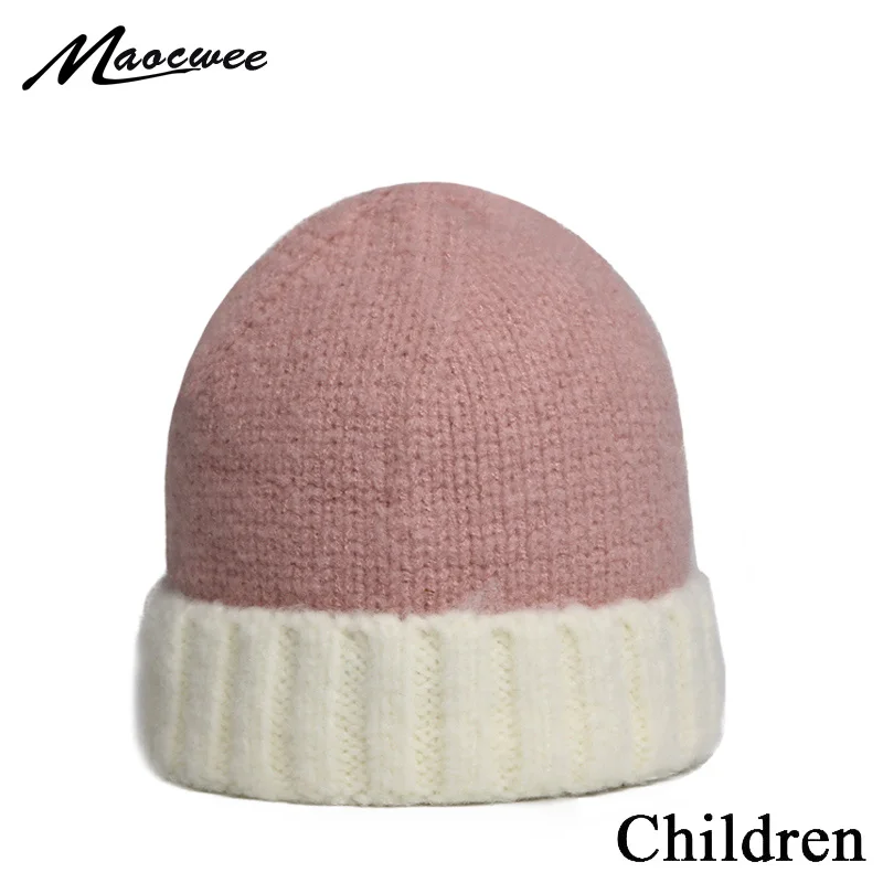 

Шапка-бини детская зимняя, с кроличьим мехом, разноцветная, вязаная крючком