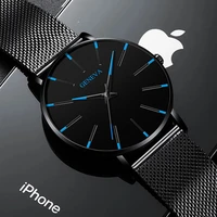 men minimalist watch stainless steel mesh belt quartz ultra thin watches 2022 brand mens sports leather clock relogio masculino