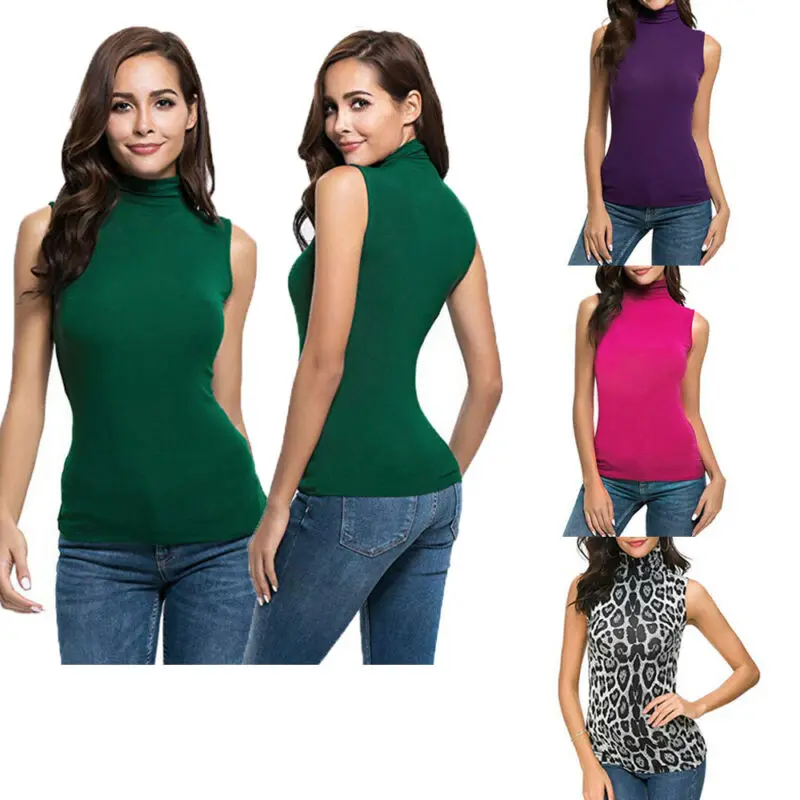 Новинка 2019 лидер продаж Женская однотонная майка без рукавов с высоким