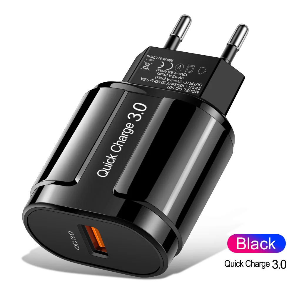 EU Black Зарядное устройство OLAF Quick Charge QC 3,0 USB US EU UK Универсальное зарядное устройство для мобильного телефона настенное зарядное устройство USB адаптер для iPhone samsung Xiaomi - Тип штекера: EU Black
