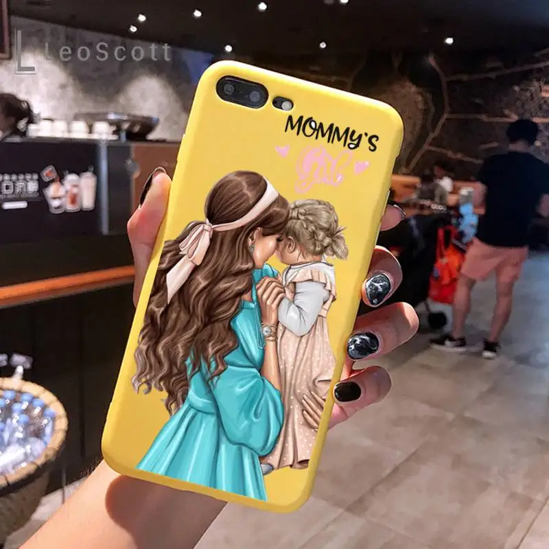 

Baby Mama Super Mom Girl Phone Case Yellow Candy Color for iPhone 6 7 8 11 12 s mini pro X XS XR MAX Plus