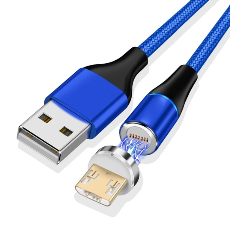 Blue Micro Cable 1 м 2 м 3 а быстрый Магнитный зарядный кабель с 360 вращением круглые USB кабели для samsung Galaxy S9/S9 Plus/S10/S10e/S10Plus - Цвет: Blue Micro Cable