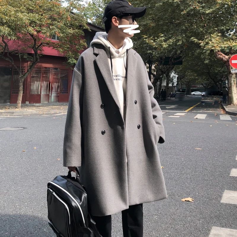 

Loose Windbreaker Jacket Men Spring Autumn Casual Long Windbreaker Coat Men Streetwear Jacket Trench Coat Men Trench BG50TH
