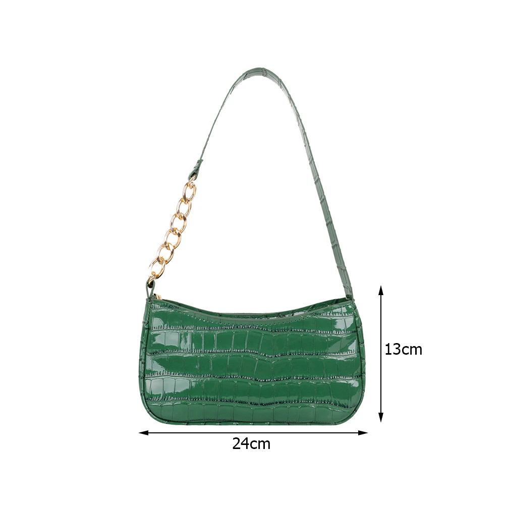 

Casual Women Alligator Pattern Shoulder Underarm Bag Vintage Ladies Zipper Small Purse Handbags Solid Color PU Leather Hobo Bags