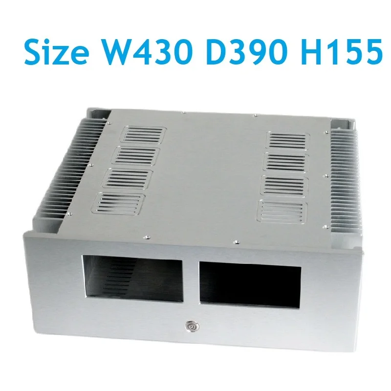 

W430 D390 H155 New Dual VU Meters Shell Class A Aluminum Enclosure Rear Power Amplifier Chassis DIY Preamp Case DAC Decoder PSU