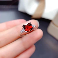 asscher cut 77mm natural red garnet engagemeng ring anniversary ring gift for her