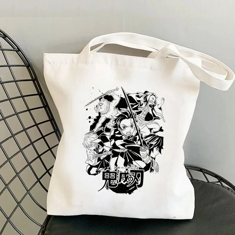 

Demon Slayer Kimetsu No Yaiba shopping bag bolsa eco shopper shopping reusable bag sac cabas jute cloth sacola sacolas